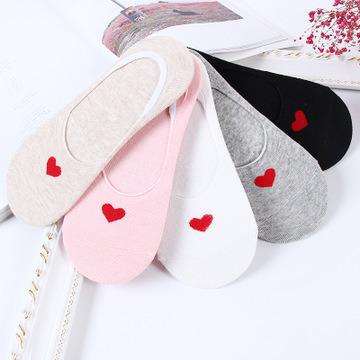 China Heart Hidden Stealth Sock Needle Cotton Socks Non-slip Antibacterial Korean Shallow Summer Cotton Boat Sock Love Springs for sale