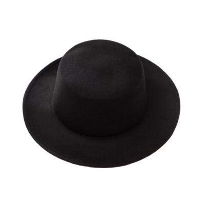 China New Classic Solid Color Felt Hats Women Men Church Wide Brim Checked Jazz Hat Cap Derby Flat Surface for sale