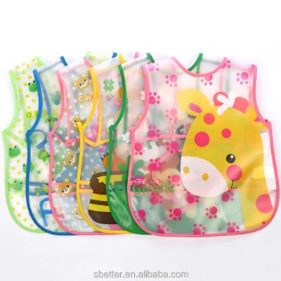 China Vest Baby Bibs Antibacterial Adjustable Waterproof Meal Pockets EVA Plastic Cartoon Cloth Feeding Kids Lunch Feeding Bibs Baby Apron for sale