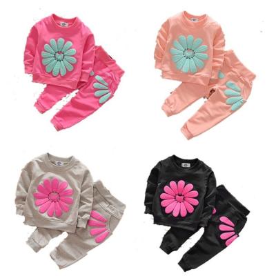 China New spring autumn casual children wear sunflower sportswear suit two pieces of cotton for children's suit for sale