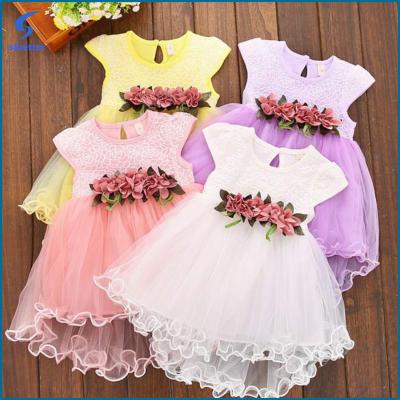 China New Baby Girls Summer Floral Dress Multi Style Super Cute Anti-static Party Tulle Flower Princess Dresses 1-3Y Clothing for sale