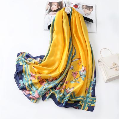 China Wholesale 2020 Malaysia Chiffon Latest Big Scarves Fashion Shawl Wrap Soft White Floral Printed Scarf Silk for sale