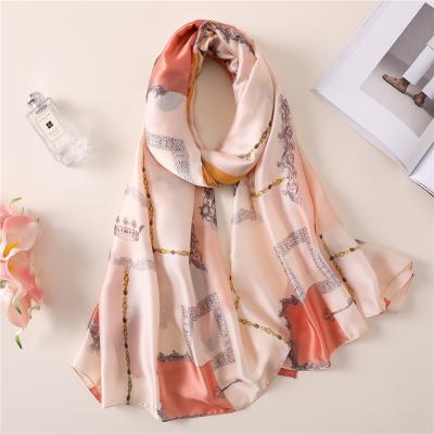 China Long Wholesale Newest Fashion Silk Luxury Print Scarf 2019 Personalized Female Magic Feel Scarf for sale