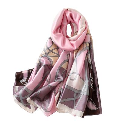 China Wholesale 2019 Newest Chiffon Scarf Fashion 3colors Horse Printing Purple Silk Women's Animal Chiffon Scarf for sale