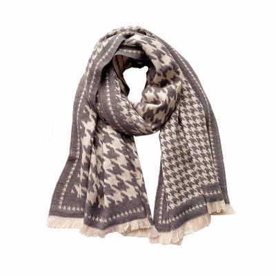 China 2020 Cashmere Sale Fashion Fall Winter Shawl Plover Case Jacquard Warm Thick Women's Knitted Scarf Long for sale