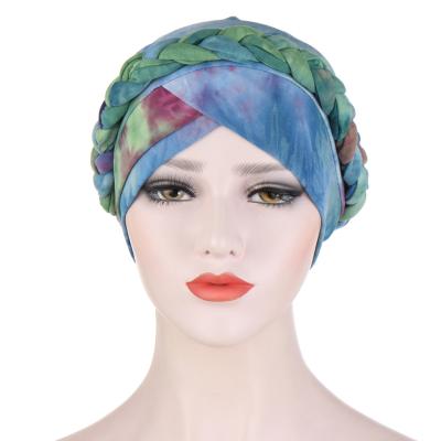 China Wholesale 2020 New Design Hat Hijab Fashion Tie Inner Tie Dye Character Printed Muslim Muslim Hat Elastic Headwear Women for sale