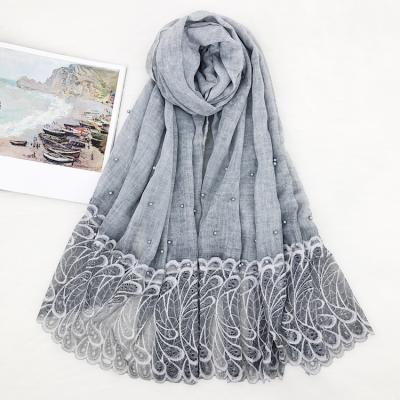 China 2020 Newest Girls' Simple Pearl Hijab Factory Wholesale Girls' Viscous Hijab Sales Arabic Top Leather Lace Trim for sale