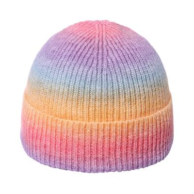 China breathable & Waterproof Wholesale 2021 New Design Ladies Winter Beanie Hat Comfortable Warm Skull Caps Women's Tie Dye Knit Hat for sale