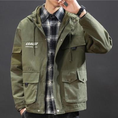 China Wholesale Men's Custom Colorblock Pocket QUICK DRY Multi Pocket Work Wear Jacket Woven Casual Hooded Jacket for sale