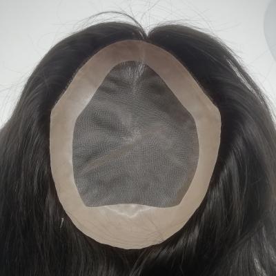 China Virgin Hair Black Color Monofilament Mono Top Hairpiece Brazilian Mono Top Hairpiece Women Low Topper Virgin Hair Piece Women Toppers for sale