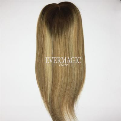 China Skin Top With New Evermagic Wholesale Price Balayage Color Skin Top Weft Current Blonde Topper For Hair Lightening Women for sale