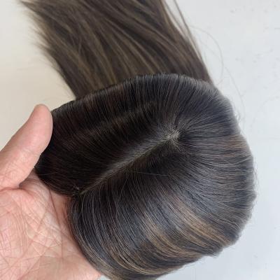 China Mono Virgin Hair Color Brown Highlight Handtied Women Silk Low Toppers For Thinning Hair Women for sale