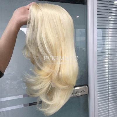 China Handtied medical wigs Half Wave Wigs Cancer Silky Straight Silica Gel Low Blonde Color Wigs In Stock for sale