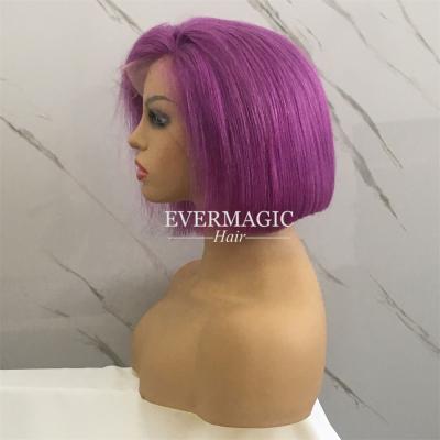 China Full Lace Wig Violet Bob Wig Human Hair Silky Wave Brazilian Virgin Hair Silky Straight Short Hair For Black Women for sale