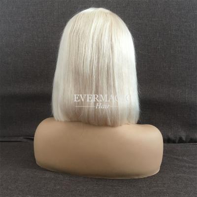 China Short Virgin Hair Water Wave Wigs Platinum Silky Straight Short Wave Brazilian Bob Lace Front Human Hair Wig For Women for sale