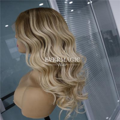 China Custom Luxury Blonde Hair Color Balayege Ash Wave Full Lace Wigs Silky Straight Vrigin Lace Front Wigs Low Silk Top Wigs for sale