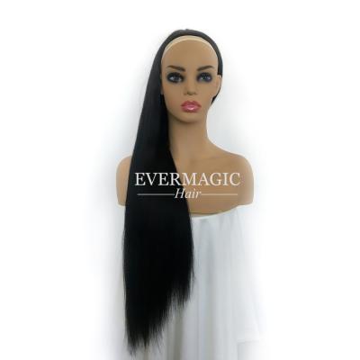 China Brazilian Remy Human Hair None Lace Silky Straight Wig Wave Hair Glueless Cheap Half Hair Virgin Silky Straight Wigs For Black Women for sale