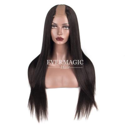 China Medium Opening 2*4 Remy Hair Medium Brazilian Natural Yaki U Hair Wigs Water Wave Italian Light Straight Part Wig Brazilian Yaki U Cap for sale