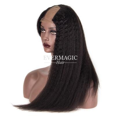 China Evermagic Water Wave U Part Hair Wigs For Women Natural Remy Hair Middle Part Color U Part Wig 100% Brazilian Curly Straight 2*4