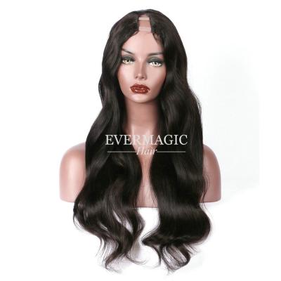 China Body Wave Evermagic U Part Lace Wigs 100% Brazilian Hair Wigs Natural Color Body Wave Lace Front Wig Remy Hair No Feel No Tangle for sale