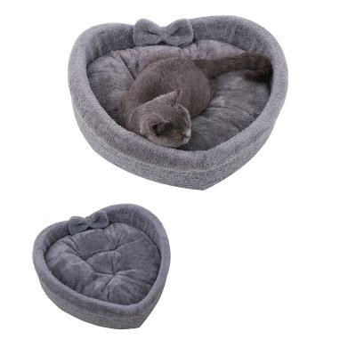 China Removable Pet Bed Cat Pet Products Cover HY 2021 Heart Shaped Dog Bed Soft And Comfortable Bed for sale