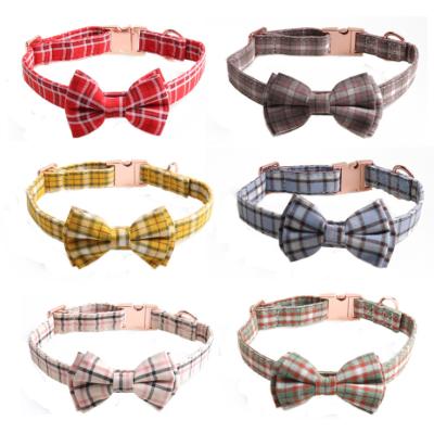 China New HY 2021 Viable Summer Plaid Pattern Style Series Bow Pet Collar Dog Collar for sale