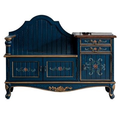 China Hand Painted Expandable Luxury Blue Color Living Room Furniture Sideboard Shoe Rack Cabinet for sale