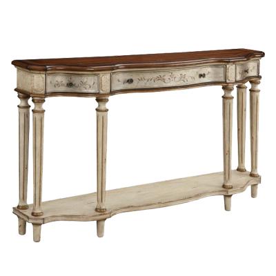 China Hot Selling Classic Style Antiqued White Living Room Extendable Set Hearth Solid Wood Console Table for sale