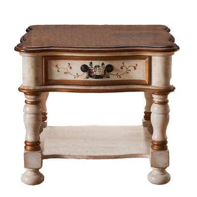 China High Quality Gorgeous Design Living Room Wood Furniture Carved Wood Coffee Sofa Side Table End Table for sale