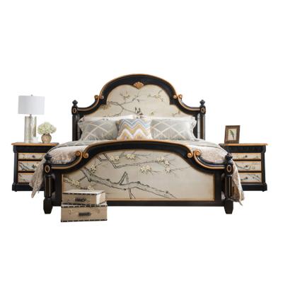 China (Size)Adjustable Luxury Elegant European Classic Style Hand Painted King Queen Size Bedroom Sets Beds for sale