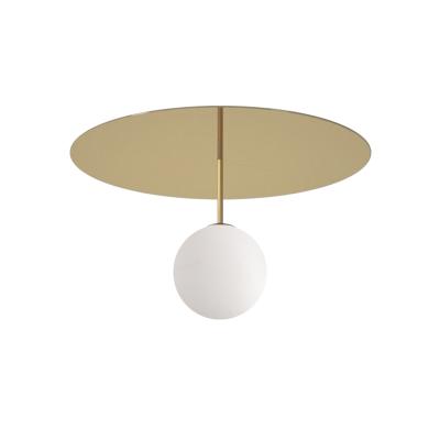 China ST-4901 Minimalist Brass Ceiling Lamps Surface Mounted Modern Design With Milk White Glass Shade. for sale