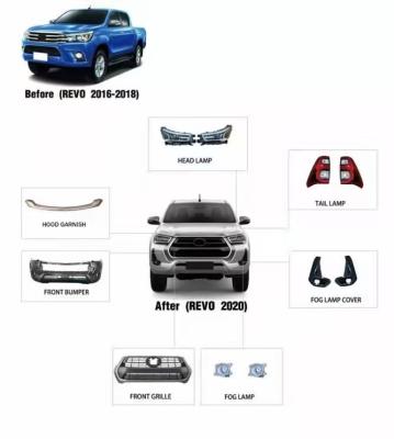 China Plastic FOR 2016 2017 2018 HILUX REVO UPGRADE to ROCCO 2020 2021 BODY KITS. AUTO PARTS HEAD LIGHT .TAIL LAMP.GRILLE.BUMPER .FOG LAMP for sale