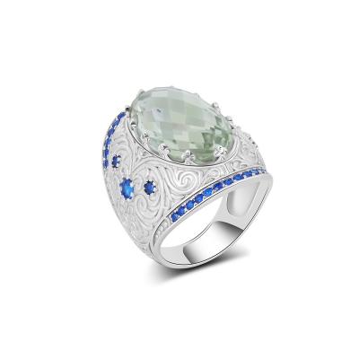 China Natural Green Crystal Sterling Silver Gemstone YBO Good Trendy Luxury Women Jewelry 925 Jewelry Rings for sale