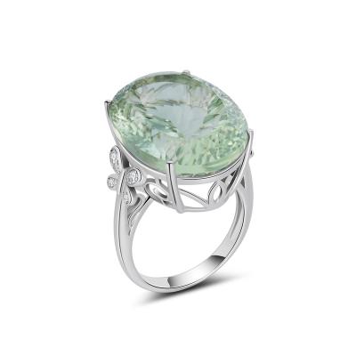 China YBO FASHIONABLE Sterling Silver 925 Natural Crystal Wedding Engagement Rings Women Jewelry Green Gemstone Jewelry for sale