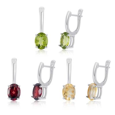 China Natural Gemstone Garnet Peridot Citrine Inlaid 925 Sterling Silver Drop Earrings Women from YBO FASHION fine jewelry for sale