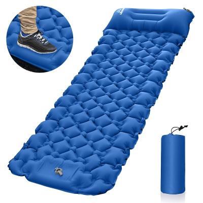 China Portable Outdoor Inflatable Bed Cushion With Built-in Portable Camping Travel Family Inflatable Foot Pump Air Mattress for sale