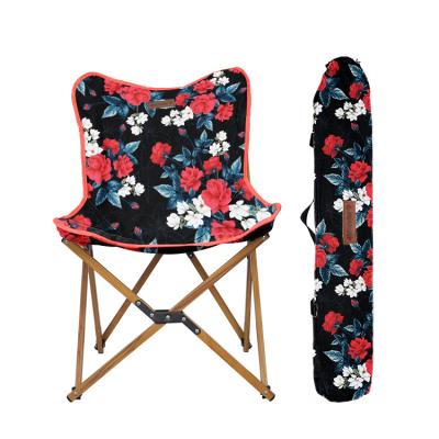 China High Canvas Folding Butterfly Back Chair Custom Printing Easy-carry Camping Travel Moon Portable Chair for sale