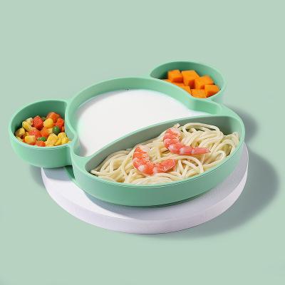 China Viable Grid Kindergarten Silicone Dish Children Food Supplement Bowl Suction Cup Meals for sale