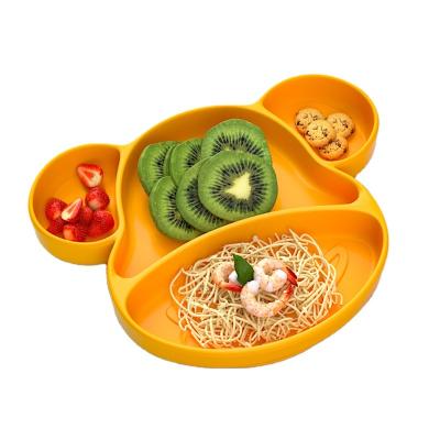 China Viable High Quality One-Piece Baby Monkey With Suction Cup Non-Slip Silicone Dinner Dish For Infants And Toddlers for sale