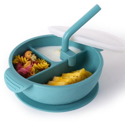 China BPA Free Silicone Baby Fork Spoon Sucker Bowl Separator Food Supplement Hot Selling Portable Bowl for sale