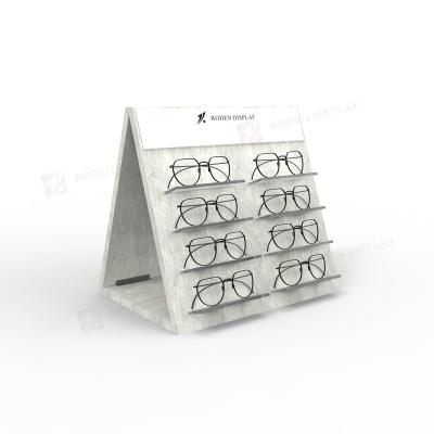 China Eyewear Display New Flat Pack Eyewear Display Stand Two Sided Optical Stand For 16 Frames With Mirror for sale