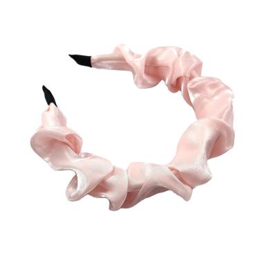 China Korean Style Spring Headband Desiner Headbands Wrinkle Veil Wide Hair Bands Women for sale