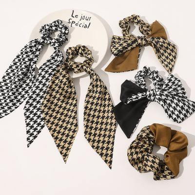 China Korean Style Houndstooth Hair Accessories Headband Designer Satin Scarf Headbands Hair Bands For Women for sale