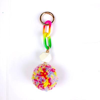 China Custom wholesale popular natural and cool good quality wood colored bead key chain key chain. for sale