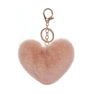 China Wholesale Natural and Fresh Pompom Keychain Heart Shape Key Chain Valentine Gift Key Chain for sale