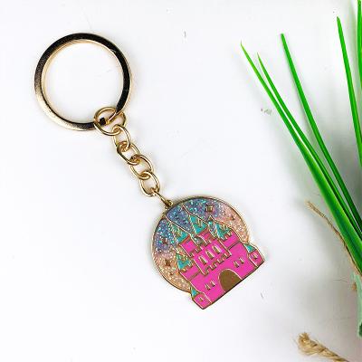 China Promotion gift new zine alloy powder castle design customized shiny key chain for sale