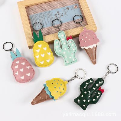 China Wholesale Natural And Fresh Custom Cartoon Pineapple Leather/PU Fruit Key Chain for sale