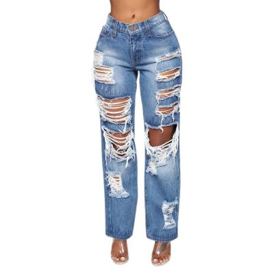 China 2021 Fashion Casual Jean Ripped Jeans Women Girl Pants Breathable Ladies Jeans for sale