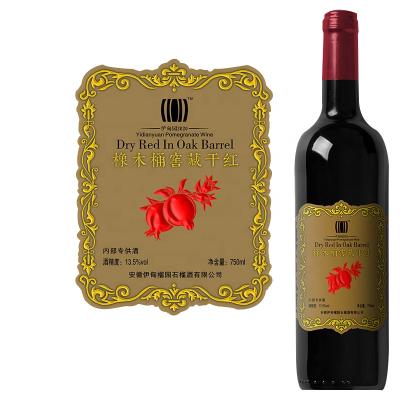 China 3D Waterproof Custom Foil Embossed Wine To Label Hot Stamped Wine Bottles Labels Adhesive Sticker for sale