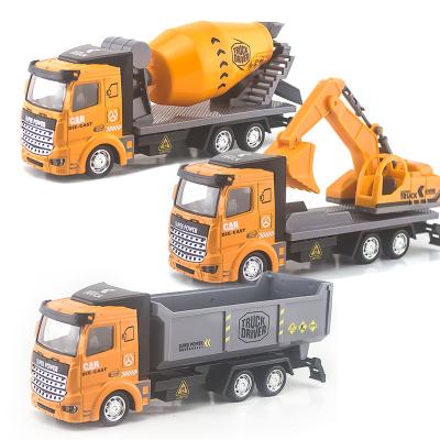 China Friction Toy 1:48 Die Cast Cartoon Metal Pull Back Construction Engineer Truck Car Toy Set for sale